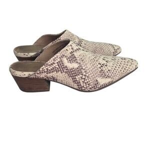 Seychelles Snakeskin Print Leather Mule Heels Womens Size 7 Pointed Toe